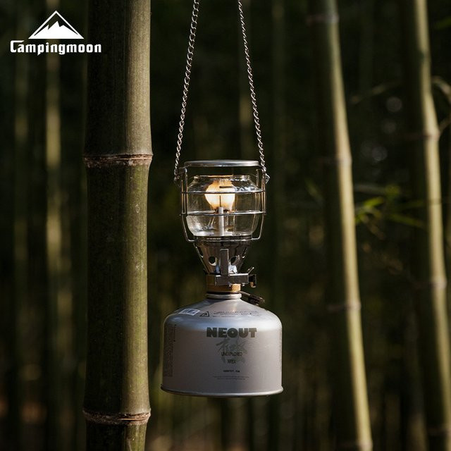 CAMPINGMOON T4 Outdoor-Campinglaterne Tragbare Gaslampe in Silber mit Glas-Globe im Vintage-Design - Bild 1