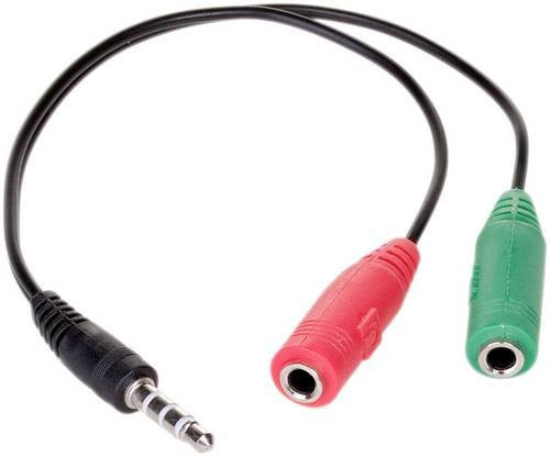 Akyga AK-AV-08 Audio Adapterkabel Schwarz mit 1x 3,5 mm Klinkenstecker auf 2x 3,5 mm Klinkenbuchse, Länge: 15 cm - Bild 1