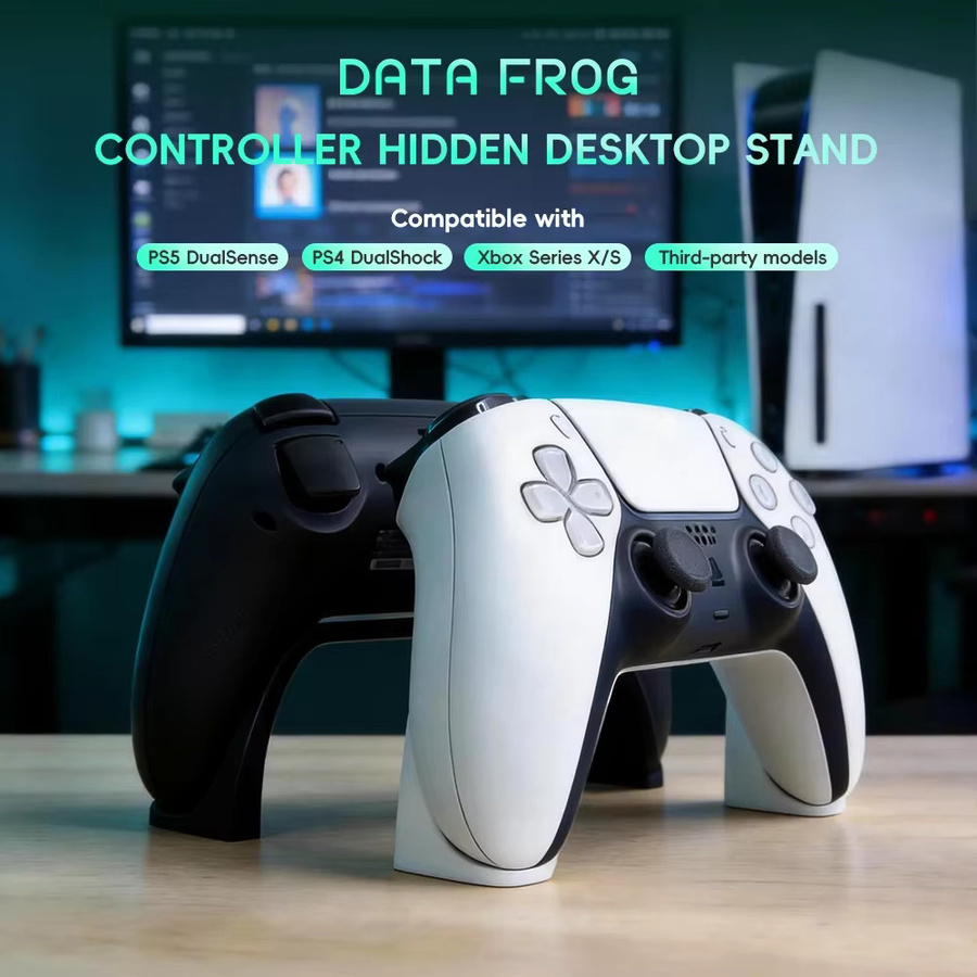 Data Frog Universeller Controller-Ständer für PS5, Xbox Series X S, PS4 und Switch, Gamepad-Halterung für den Schreibtisch, Schwarz/Weiß - Bild 2