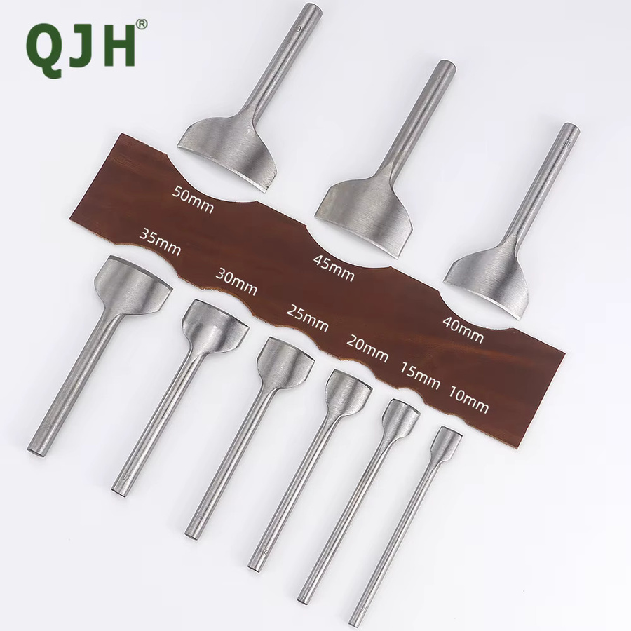 QJH 3-teiliges Halbkreis-Stanzer-Set aus Kohlenstoffstahl in Silber für Leder und DIY-Gürtel - Bild 1