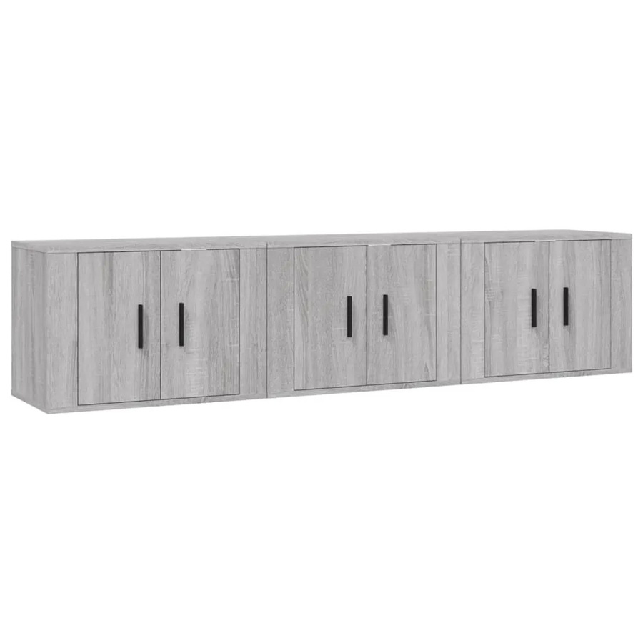 vidaXL TV-Wandschränke Set aus 3 Stück, Grau Sonoma, B/T/H: 57 x 34,5 x 40 cm - Bild 2