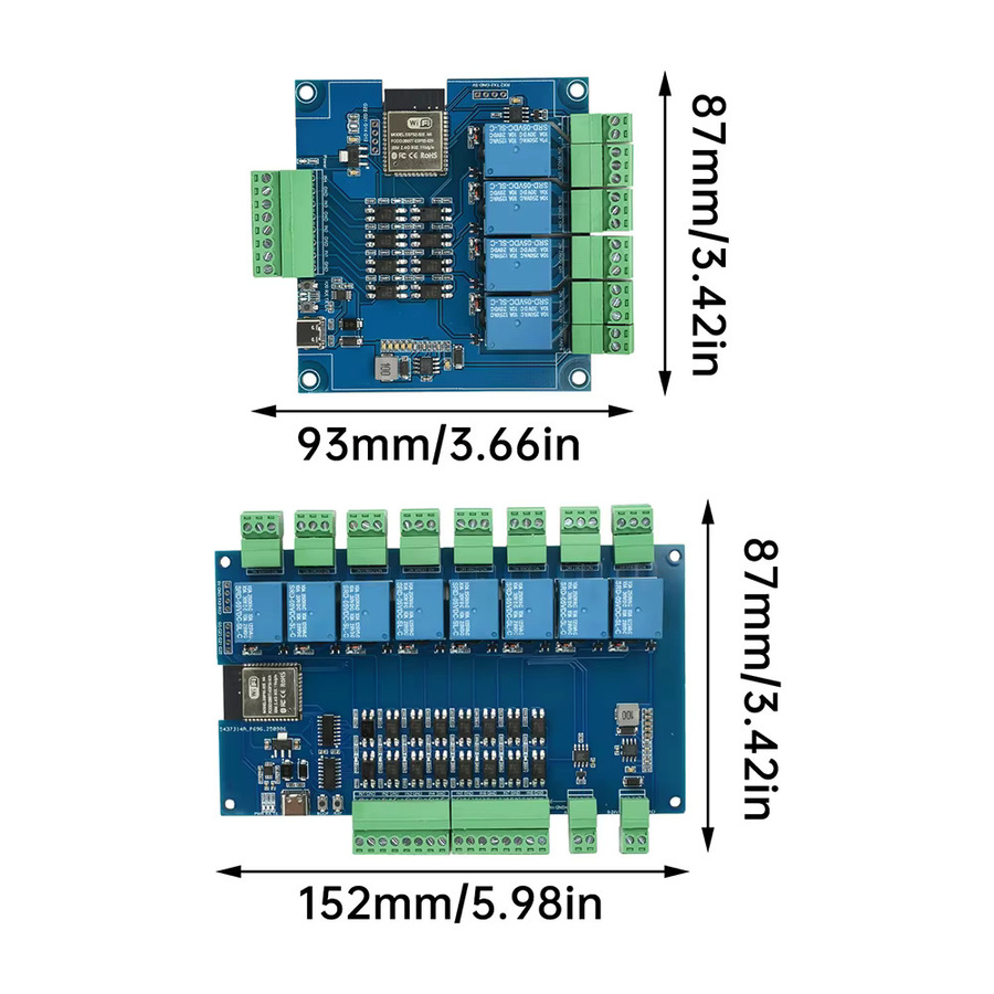 diymore ESP32 RS485 Modbus Relais Modul mit Wifi, Bluetooth und Typ-C Anschluss, 4/8 Kanal mit Optokoppler Isolation, DC 9-24V, Blau - Bild 3