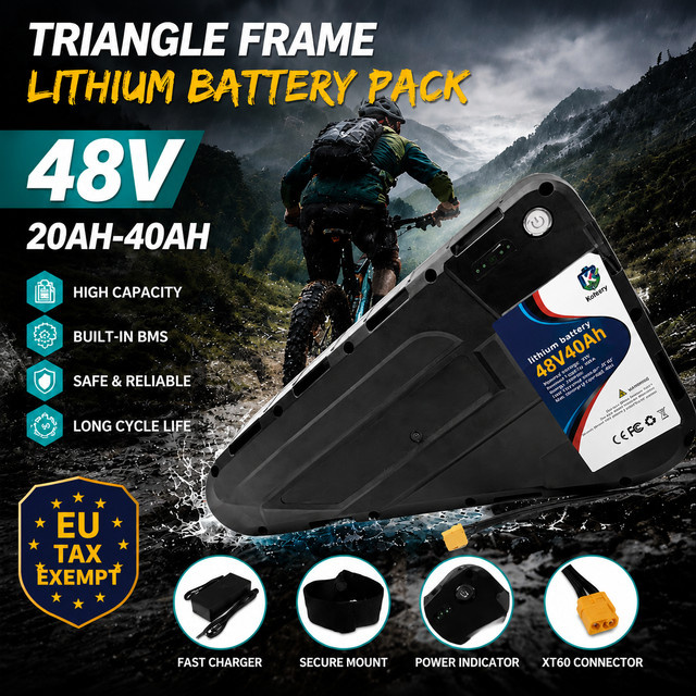 Ddadache 48V Hochleistungs-Dreiecksbatterie Lithium-Akku in Schwarz für E-Scooter und E-Bike mit 20AH-40AH Kapazität und wasserdichtem Hartgehäuse - Bild 1