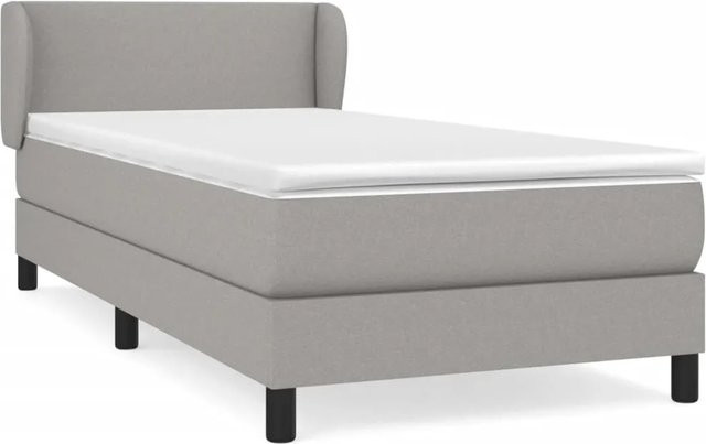 vidaXL Boxspringbett Hybrid mit Matratze und Kopfteil, Hellgrau, B/T/H: 100 x 200 cm - Bild 1