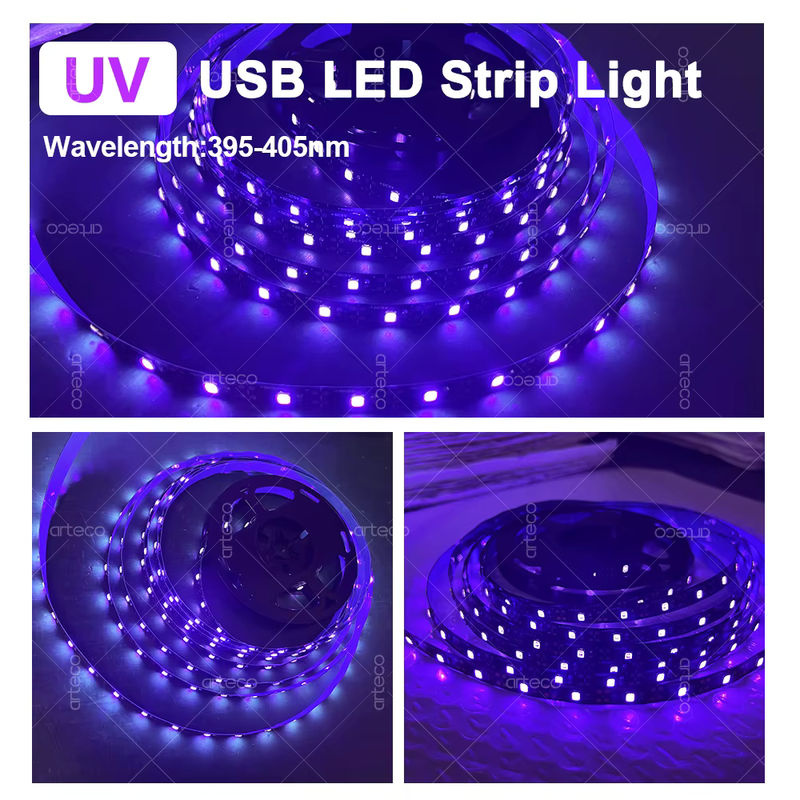 Arteco UV-LED-Streifen mit USB-Anschluss, schwarzes Licht für Party und Heimdekoration, SMD 2835 Diodenband in Schwarz - Bild 4