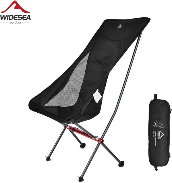 Wideea Klappstuhl für Camping und Angeln in Schwarz mit Armlehnen - Bild 1