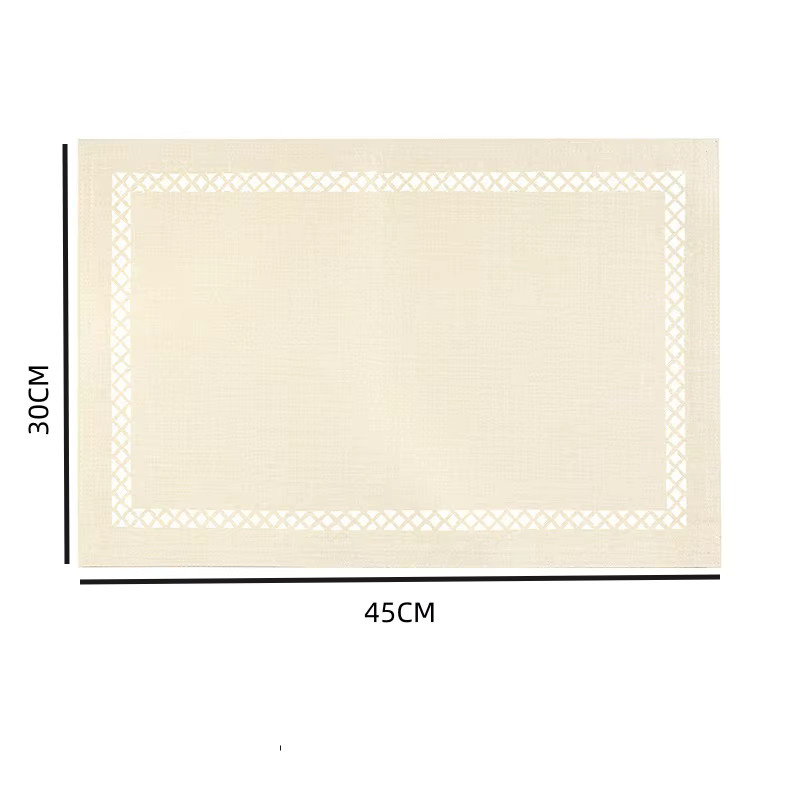 Inyahome Tischsets aus Baumwolle in Cremeweiß und Grau, geometrisches Design, hitzebeständig, rechteckig - Bild 2