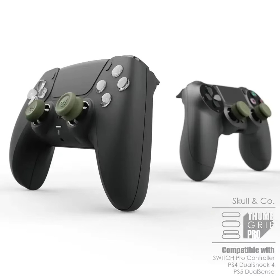 Skull & Co. Daumengriff-Set FPS CQC Joystick-Kappen in Grün für Switch Pro Gamepad, PS4 und PS5 Controller (6 Stück) - Bild 2