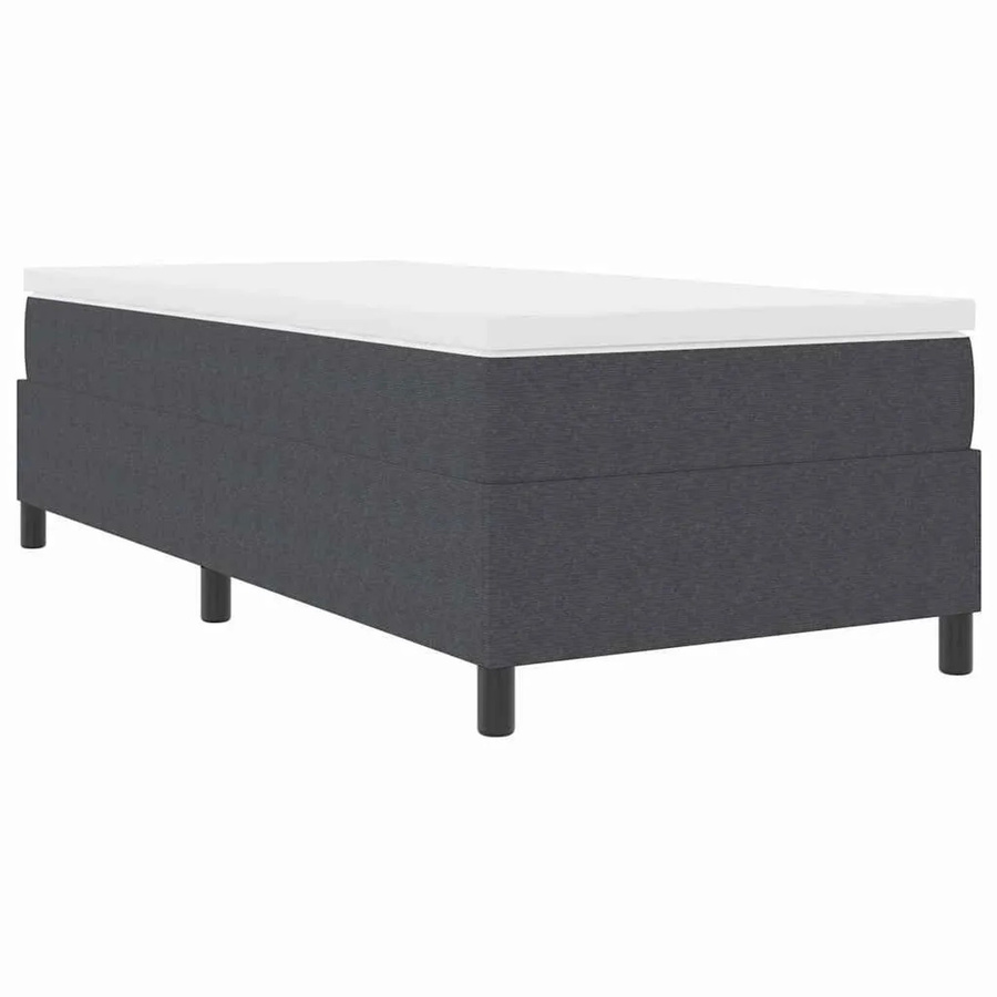 vidaXL Boxspringbett aus Cordstoff in Dunkelgrau und Weiß mit Taschenfederkern, B/T/H: 90 x 190 x 32 cm - Bild 2