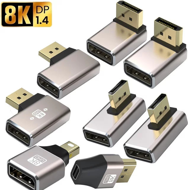 BSN DisplayPort 1.4 Adapter in Silber mit Legierungsgehäuse für 8K@60Hz und 4K@144Hz HDR Video sowie DP-Kabelverlängerung - Bild 1