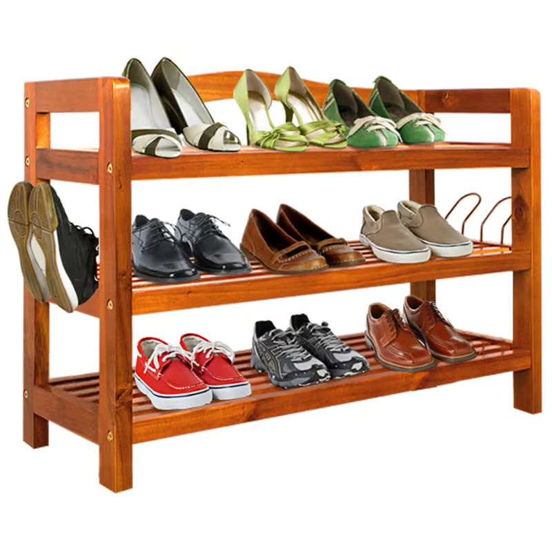 Casaria Schuhregal aus Akazien-Hartholz in Braun mit 3 Etagen, B/T/H: 62 x 26 x 26 cm - Bild 2