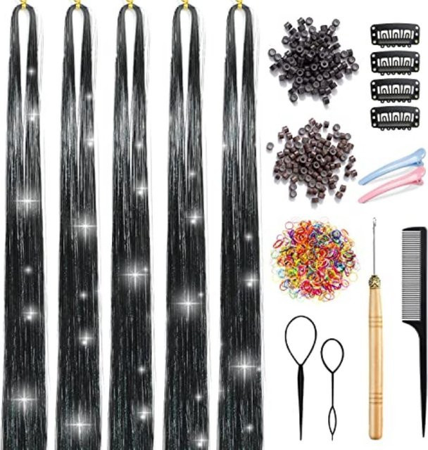 Free Carnival Haar-Lametta-Set, Schwarz, 47 Zoll, 1100 Stränge, Unisex - Bild 1