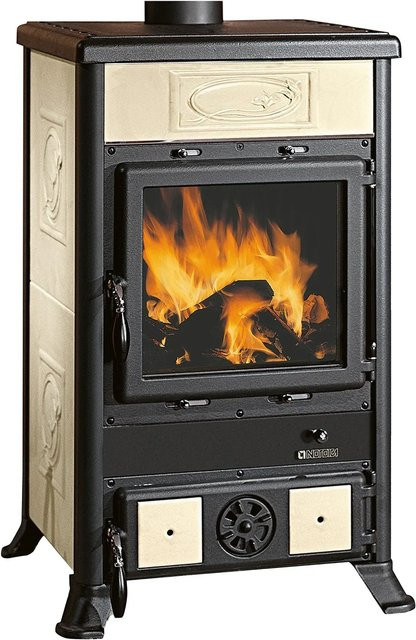La Nordica Rosella R1 BII Kaminofen aus Naturstein in Schwarz und Beige mit 8,7 kW Leistung - Bild 1