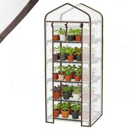 Sekey Tomatengewächshaus Foliengewächshaus mit 5 Etagen, weiß und transparent, UV-Schutz und aufrollbaren Fenstern, B/T/H: 50 x 45 x 155 cm