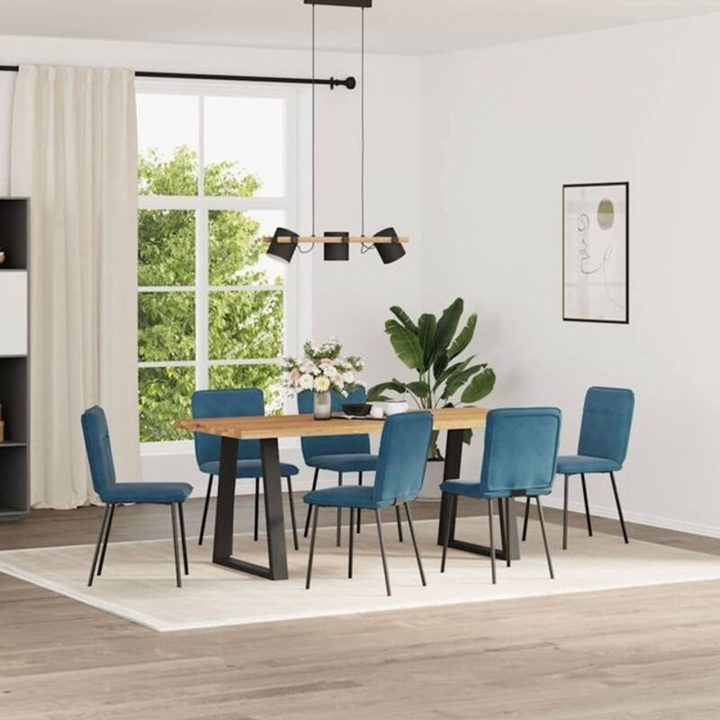 6er Set moderne Esszimmerstühle aus Samt in Blau von Vidaxl - Bild 1