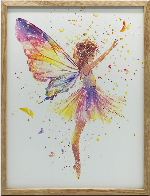 Fee-Dance Poster von iKable mit goldenem Aluminiumrahmen und mattem Papier, B: 40 cm, H: 50 cm, Multicolor - Bild 1
