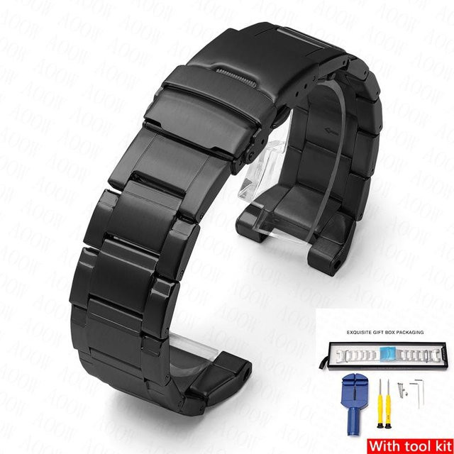 Agood Uhrenarmband Edelstahl, Silber, Schwarz, Herren - Bild 1