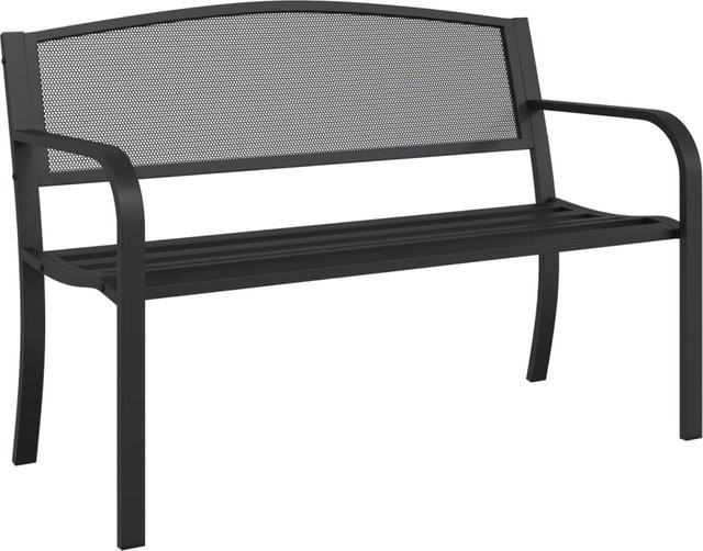 Gartenbank VD Home Furnishing aus schwarzem Stahl in mattem Design, Breite: 119 cm, Höhe: 82 cm, Tiefe: 52 cm - Bild 1
