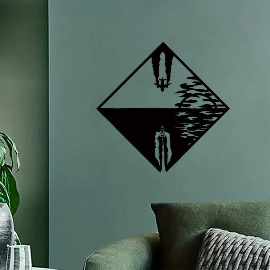 Moderne Metall-Wandkunst mit Flugzeug-Motiv von CIFBUY in Schwarz - Bild 3