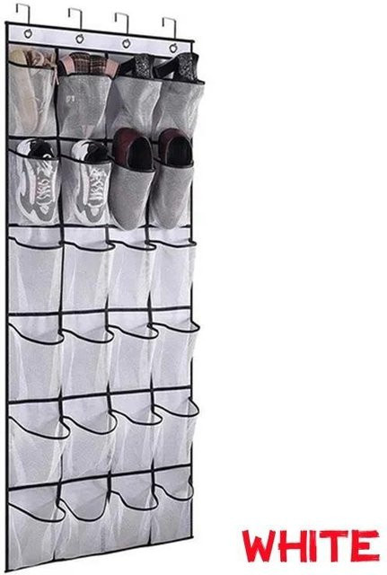 Chenxiaogang Schuhsortier-Aufbewahrungstasche aus Mesh-Stoff zum Aufhängen über der Tür, Organizer für Schuhe und Hausschuhe, Weiß, Höhe: 150 cm, Breite: 55 cm - Bild 1