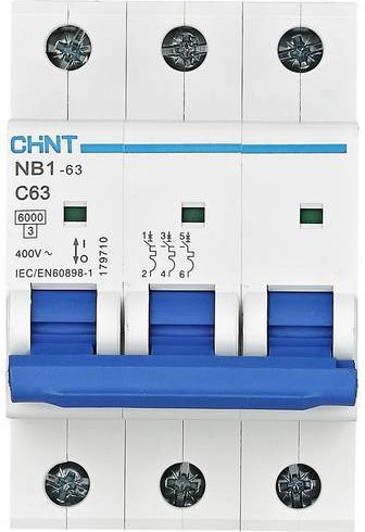 Chint NB1-63 Leitungsschutzschalter 3-polig 10A 6kA 240V/415V in Weiß - Bild 1