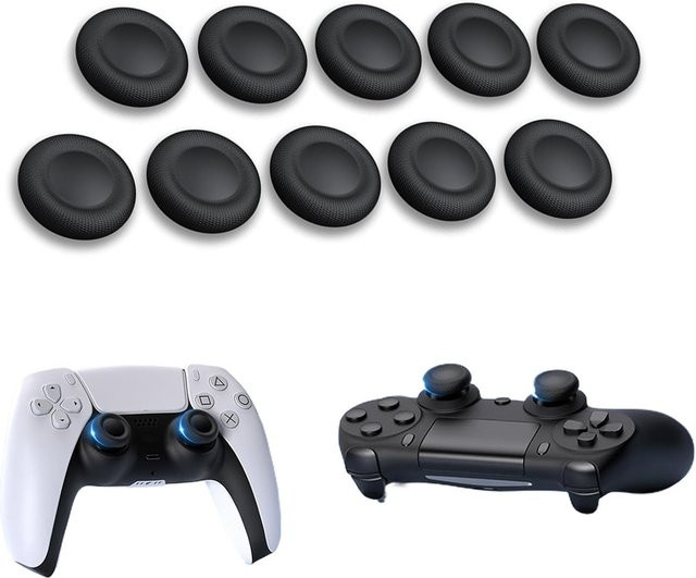 TECTINTER Ersatzkappen für PS5 und PS4 Controller, Joystick Daumengriff-Abdeckung für PlayStation Gamepads, Schwarz - Bild 1