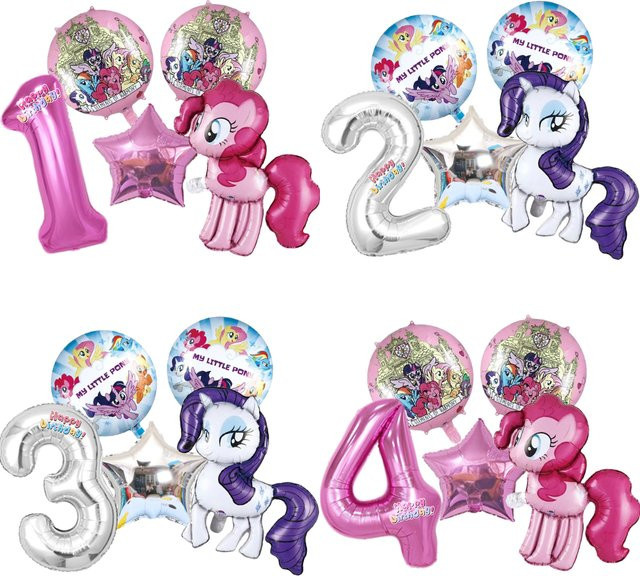 5 Stück My Little Pony Einhorn Folienballons von Hasbro für Kindergeburtstage und Babypartys - Bild 1