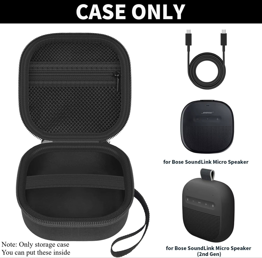 Schutzhülle für Bose SoundLink Micro 2. Generation Bluetooth-Lautsprecher mit Netztasche, Schwarz - Bild 2