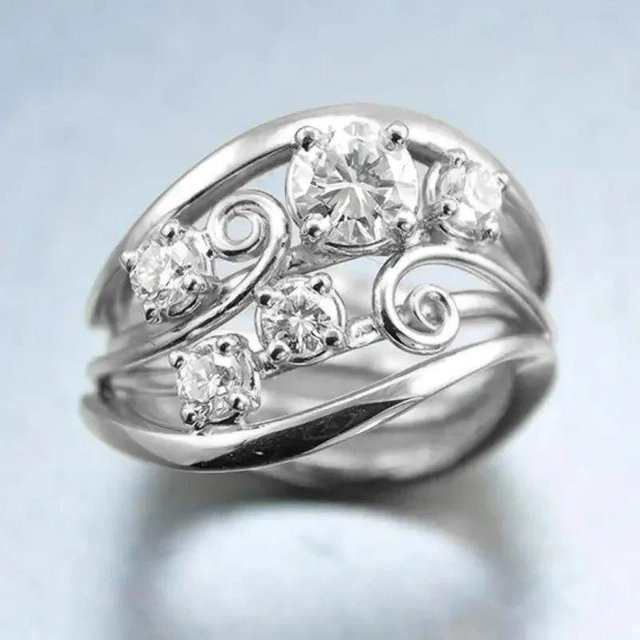 Huitan Ring, Zirkonia, Schwarz, Kupfer, Damen, Verlobung - Bild 1
