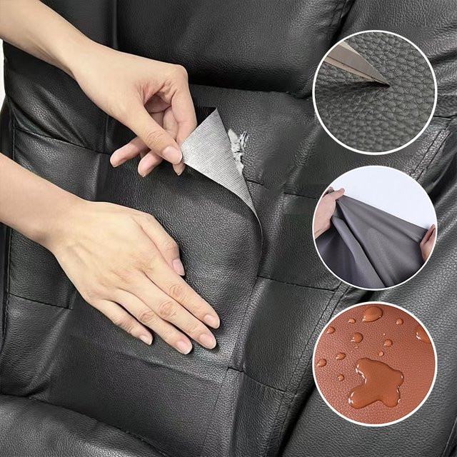 Selbstklebende Reparaturflicken aus weißem PU-Leder und Stoff für Sofa, Kleidung, Autositze und Möbel - Bild 1