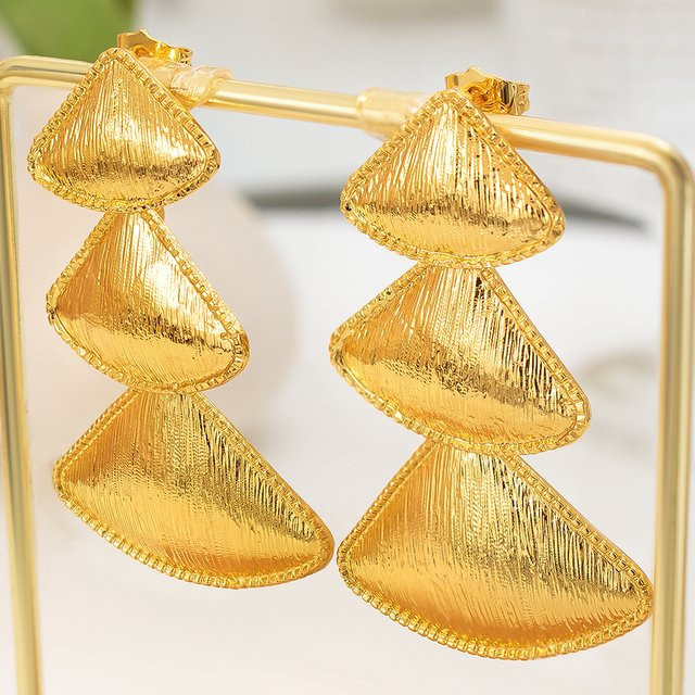 YTJX Ohrringe, Dreieck-Anhänger, Edelstahl, Gold, Damen - Bild 1