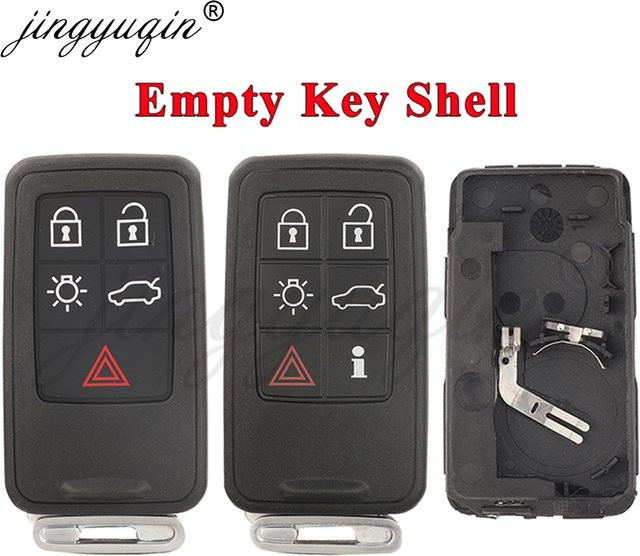 Jingyuqin Smart Auto Schlüssel Shell Fall Fob Fernbedienung Abdeckung Ersatz für Volvo S60 V60 S80 XC70 XC60 V70 V40 2008-2017, Schwarz, 5/6 Tasten - Bild 1