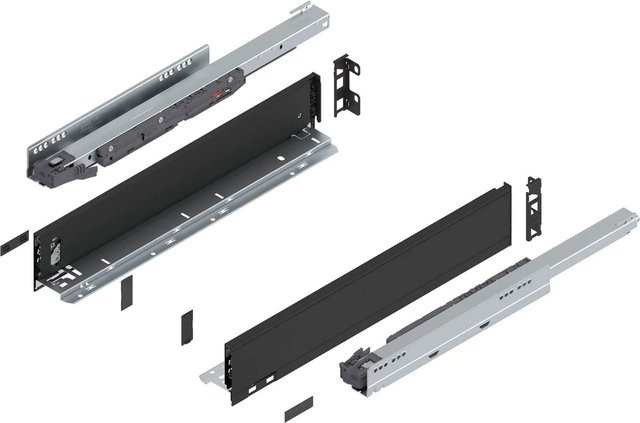 Blum Legrabox Pure Set Vollauszug mit Tip-On Push-to-Open, Carbonschwarz Matt, Auszugslänge: 500 mm, 1 Paar - Bild 1