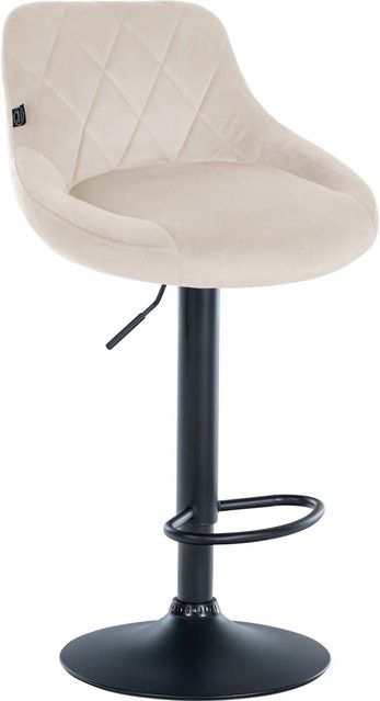 DELUKE Barhocker FALON Barstuhl mit Lehne aus Samt in Creme und Schwarz, drehbar, B/T/H: 46 x 49 x 83 cm - Bild 1