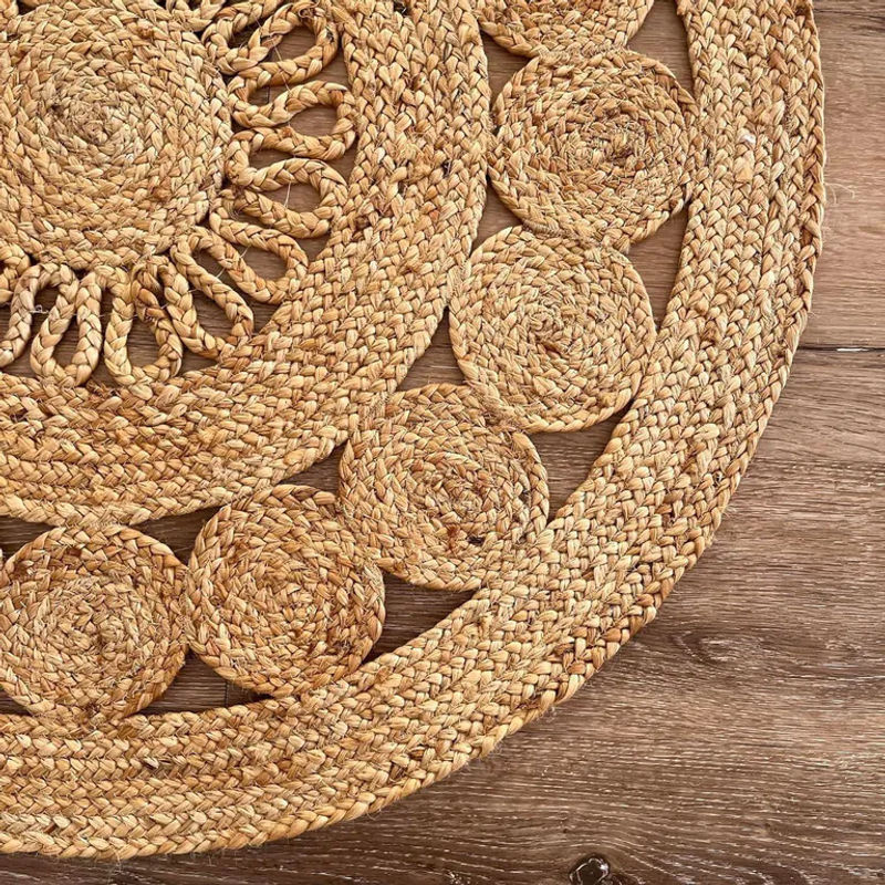 Handgefertigter runder Jute-Teppich von King of the Jute Rugs in Beige, Durchmesser: 90 cm - Bild 2