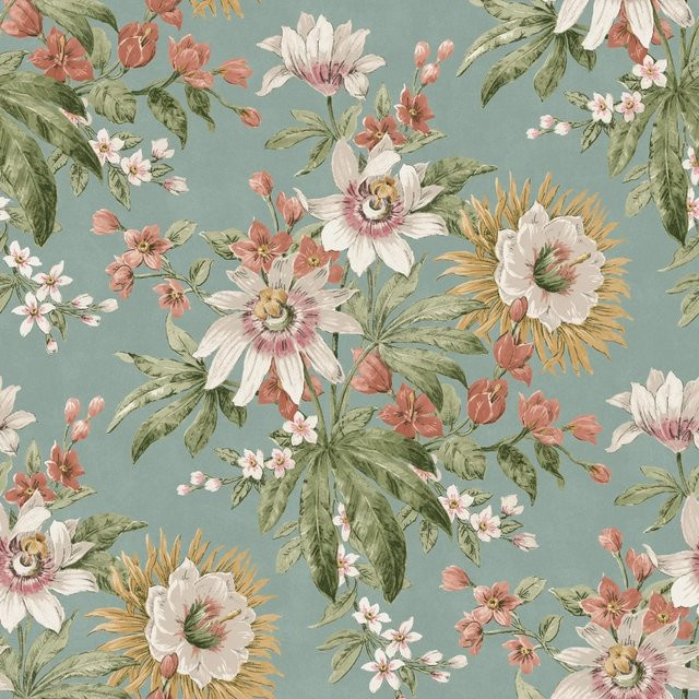 Boutique Luxury Vliestapete Martha Floral Botanical in Duck Egg Blue, Breite: 52 cm, Länge: 1005 cm - Bild 1