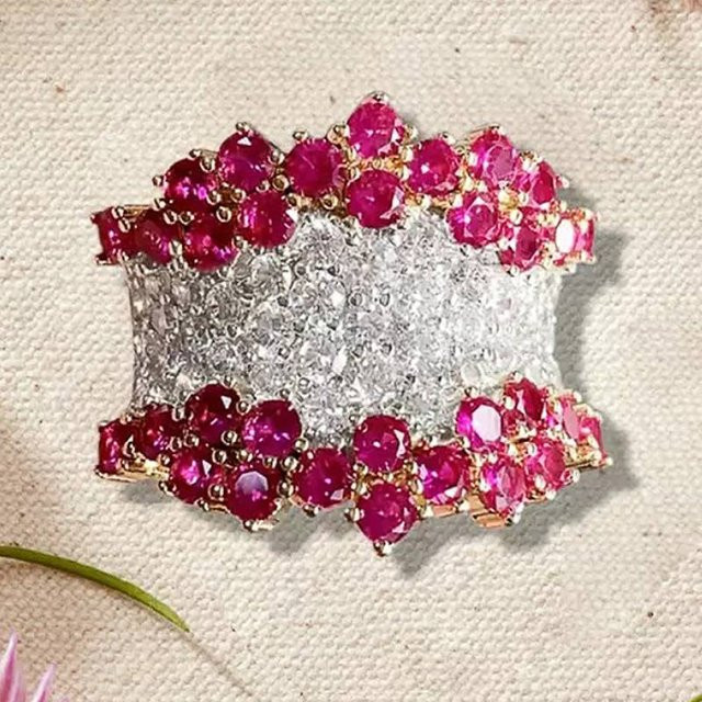 Huitan Damen-Ring, Bicolor, Zirkonia, rot/weiß - Bild 1