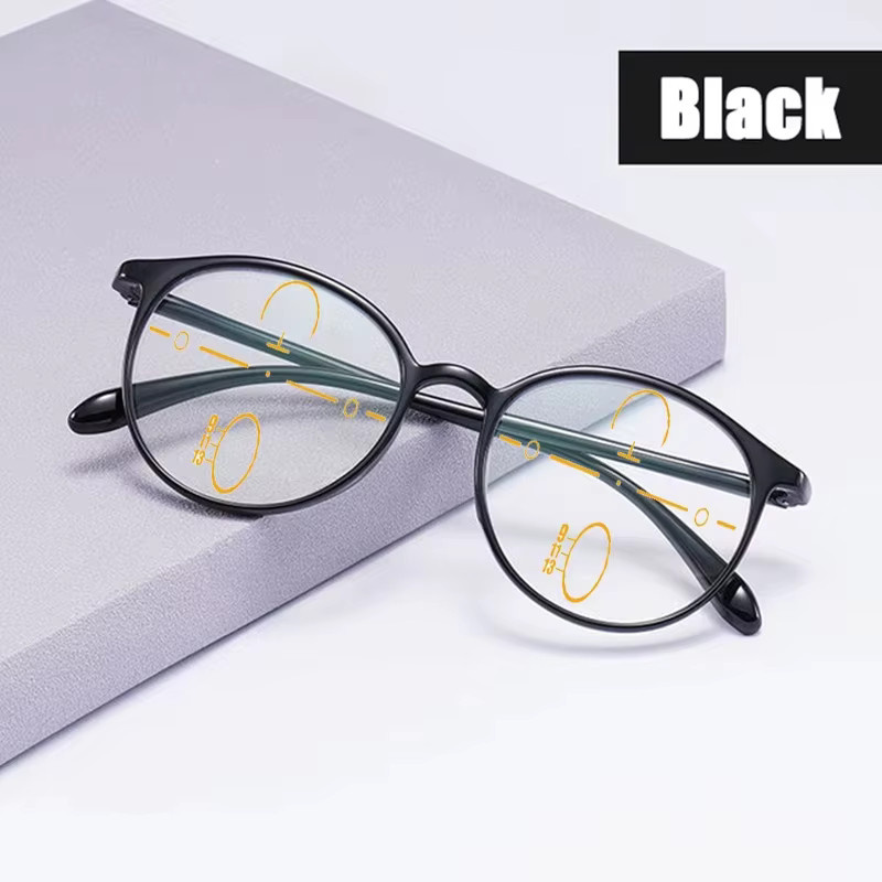 EVUNHUO Lesebrille, TR90, Rund, Vollrand, Unisex, Schwarz - Bild 1
