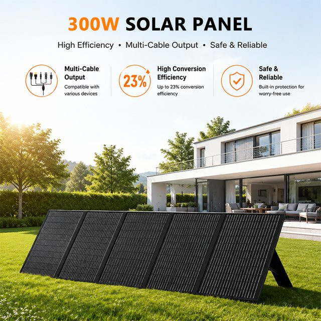 CHUBAN 300W Faltbares Tragbares Mono-Solarpanel IP68 Wasserdicht Hocheffizientes Ladegerät in Schwarz für Powerstation, Wohnmobil und Camping - Bild 1
