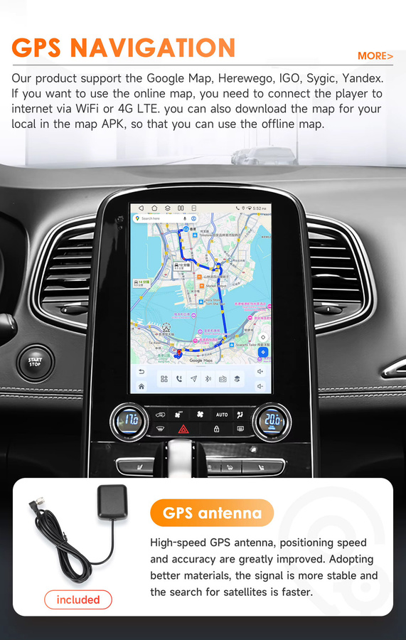 OSSURET Android 14 Autoradio für Renault Scenic 2013-2024 mit 9,7 Zoll Display, Wireless CarPlay, Snapdragon 8-Kern-Prozessor, GPS und Bluetooth in Schwarz - Bild 4