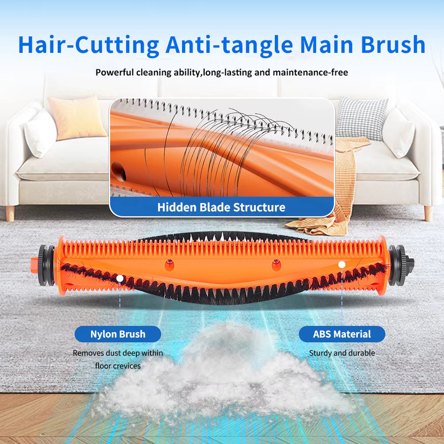 WINDNINJA Anti-Tangle Roller Bürste für Xiaomi Mijia 5 Pro und OV 21CN in Orange - Bild 3