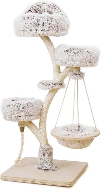 Fudajo Designer Kratzbaum Zweigdesign mit Hängematte in Creme-braun und Beige, Höhe: 130 cm - Bild 1