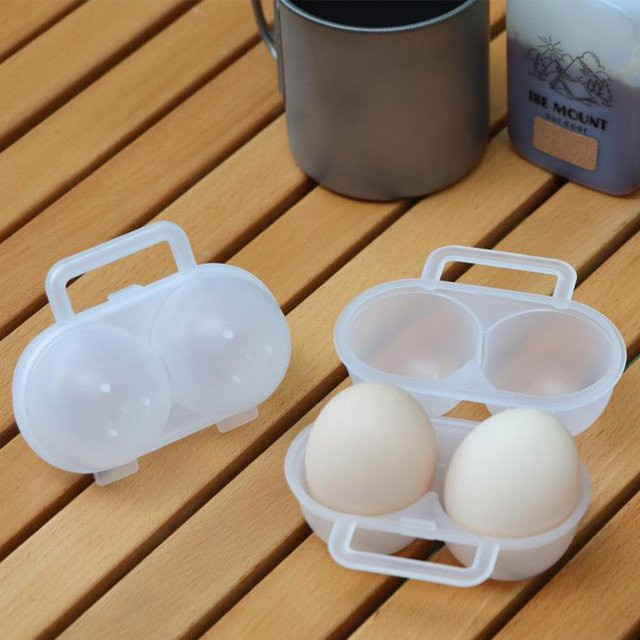KITPIPI Tragbarer Eier-Organizer mit 2 Fächern aus Kunststoff, Transparent, für Picknick und Camping - Bild 1