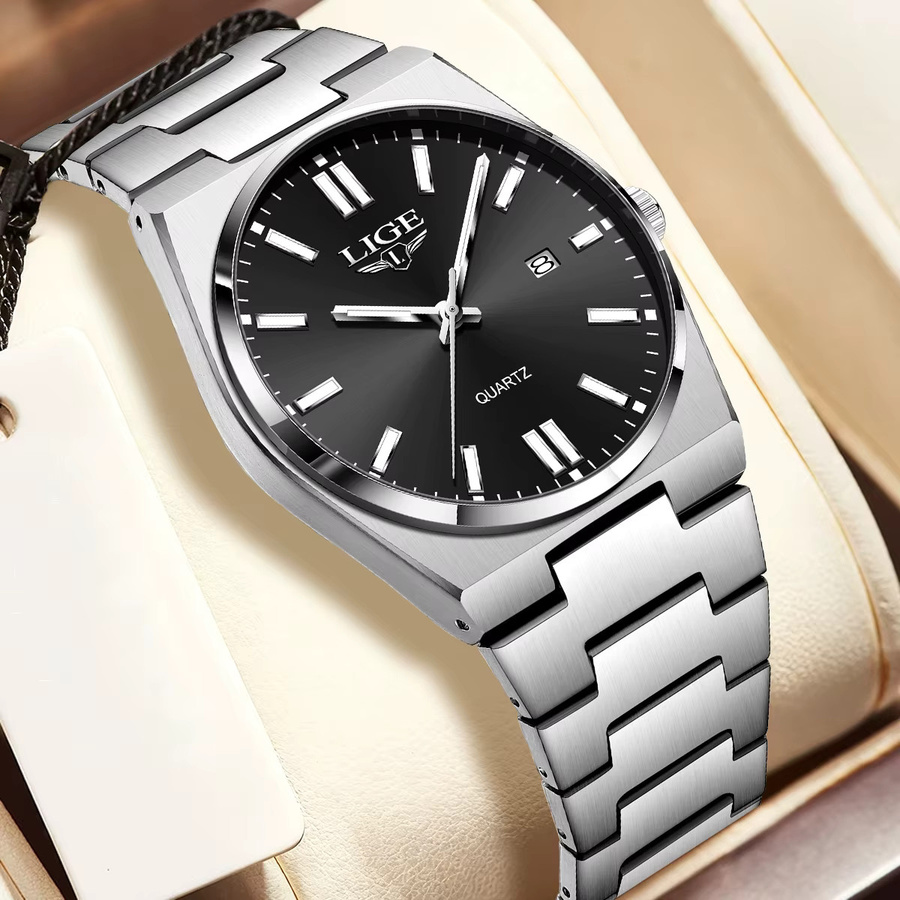 LIGE Armbanduhr Edelstahl, Quarz, Datum, Wochentag, Herren - Bild 2