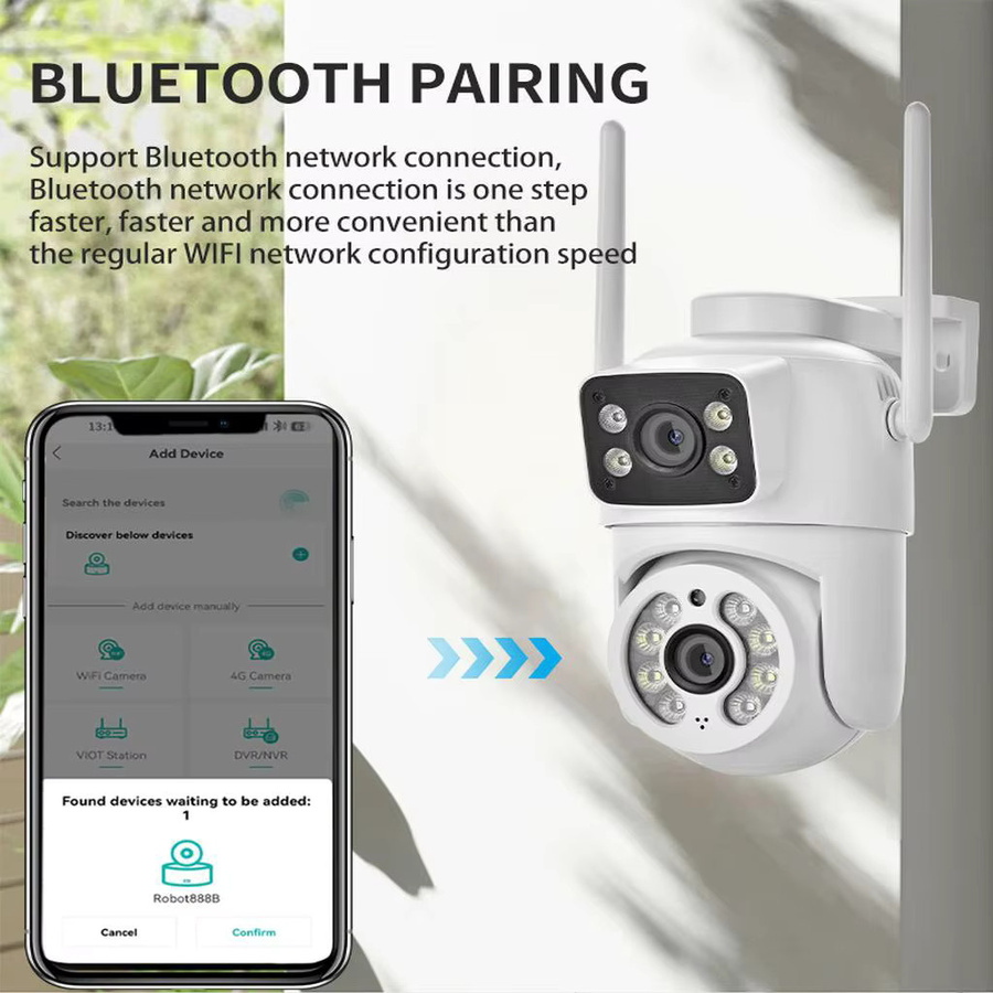 GEYUNE 8MP 4K PTZ Wifi Kamera mit Dual Objektiv und Dual Screen, Farbe: Weiß, Ai Menschliche Erkennung und Auto Tracking für Outdoor Überwachung und Sicherheit - Bild 4