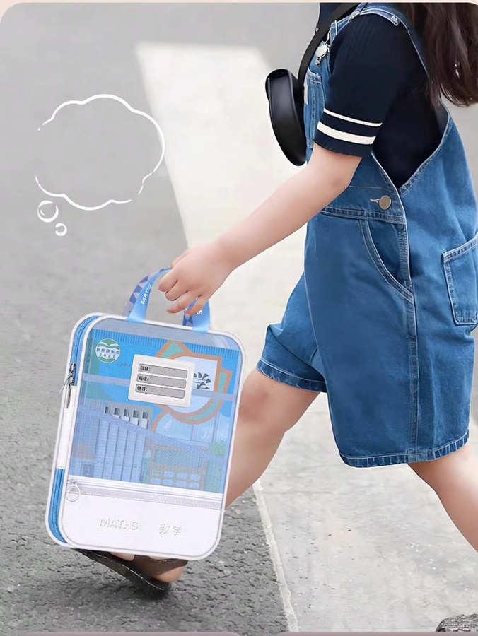 Transparente A4 Nylon-Aktentasche mit Reißverschluss in Blau, 3-lagige Aufbewahrungstasche für Dokumente und Zubehör - Bild 2