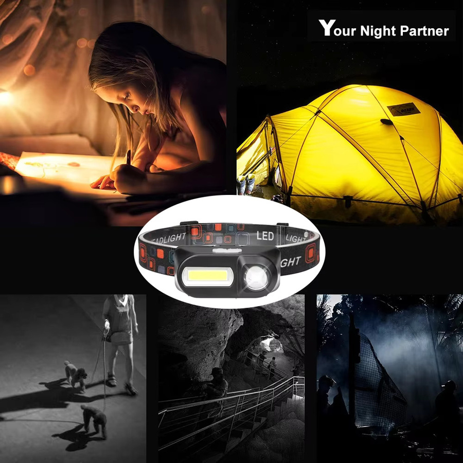 ESMARTER LED Scheinwerfer Mini XPE COB Kopf Lampe mit USB-Ladefunktion in Schwarz - Bild 6