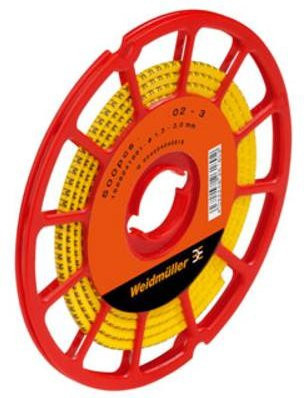 Weidmüller Kennzeichnungsring CLI C 02-3 GE/SW W CD in Gelb mit Aufdruck W für Außendurchmesser 1,3 bis 3 mm - Bild 1