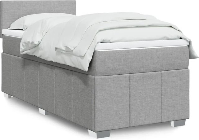 vidaXL Boxspringbett mit Matratze in Hellgrau, Hybrid-Bett mit USB-Ladeanschluss und Unterbettbeleuchtung, B/T/H: 80 x 200 x 100,5 cm - Bild 1