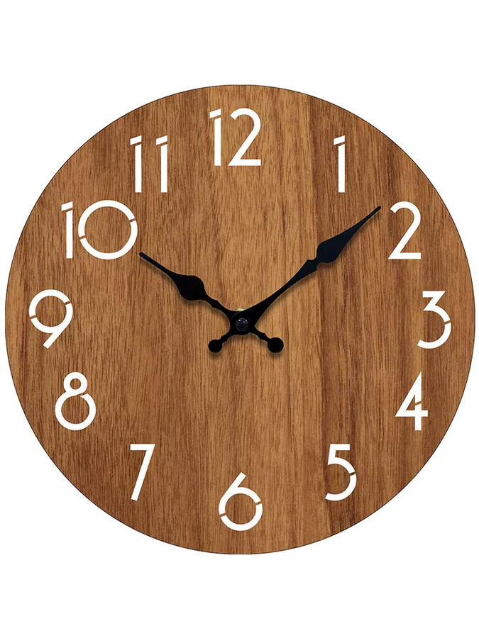 P.chuang Wanduhr aus Holz in Grün und Braun, minimalistisches Design, analog und lautlos, Durchmesser: 25,4 cm - Bild 5